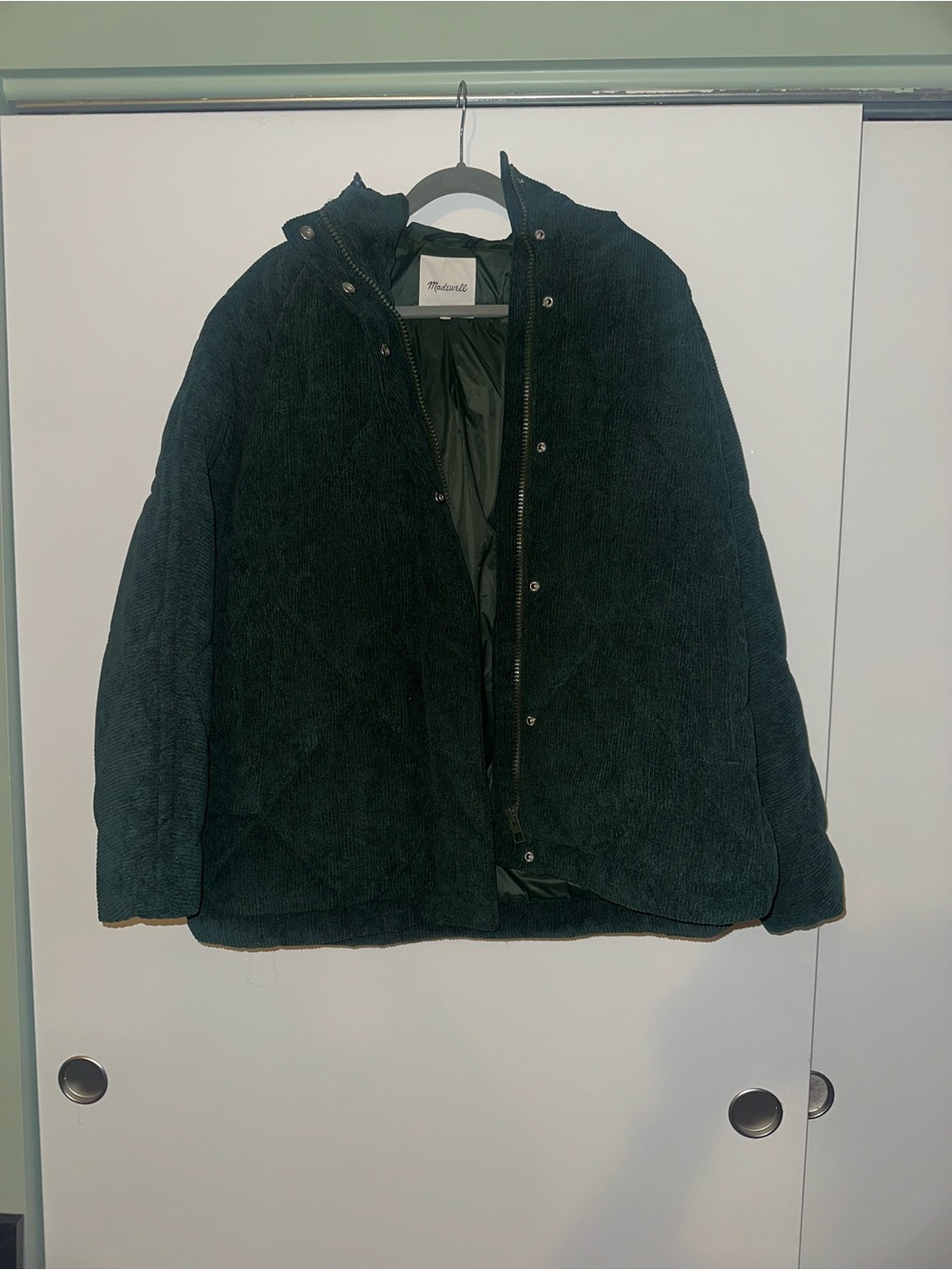 Madewell Corduroy Green Puffer